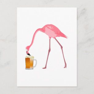 Carte Postale Amateur de bière Flamant rose rose