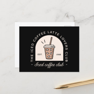 Carte Postale Amateur de latte de café glacé fantaisie noir
