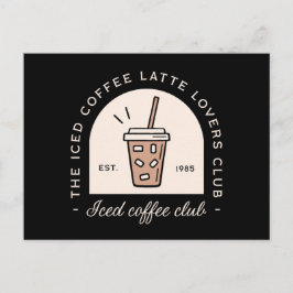 Carte Postale Amateur de latte de café glacé fantaisie noir