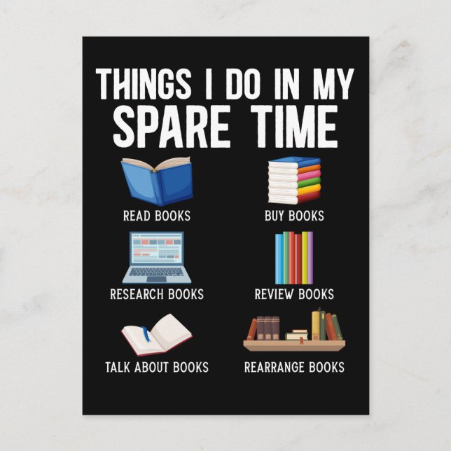 Carte Postale Amateur de livre drôle Humour Bibliophile Lecteur (Devant)