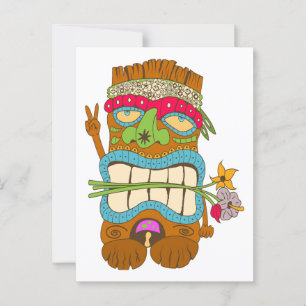 Carte Postale Amateur de paix, Fou Floral Tiki Hippie