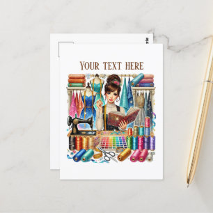 Carte Postale Amateurs de couture mignonne ajouter du texte