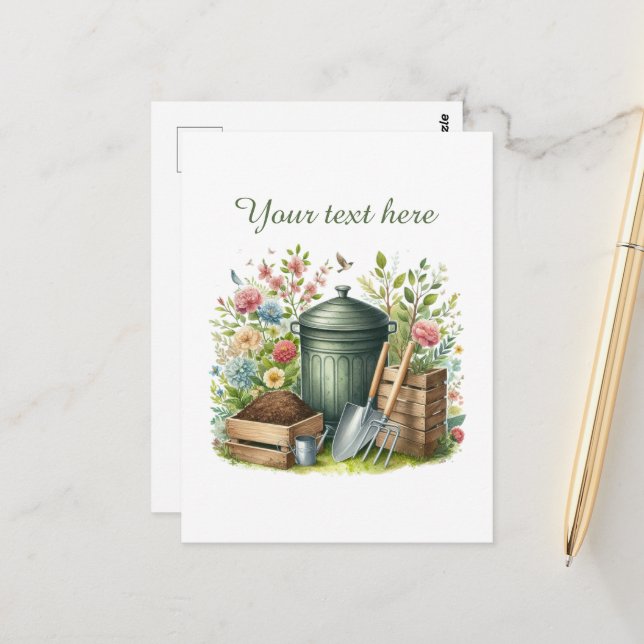 Carte Postale Amateurs de jardinage mignon personnalisable (Devant/Arrière en situation)