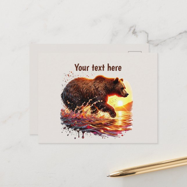 Carte Postale Amateurs d'ours mignonnes personnalisables (Devant/Arrière en situation)