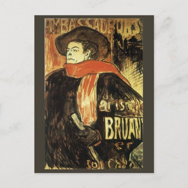 Carte Postale Ambassadeurs, Aristide Bruant par Toulouse Lautrec (Devant)
