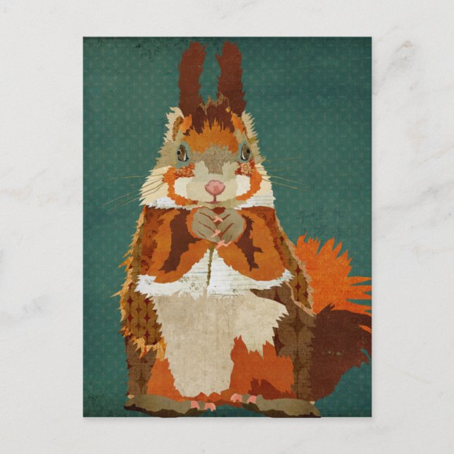 Carte postale Amber Squirrel Retro (Devant)