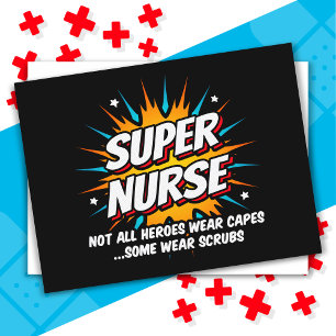 Carte Postale Ambiance drôle Super Superhero Super Nurse Appréci