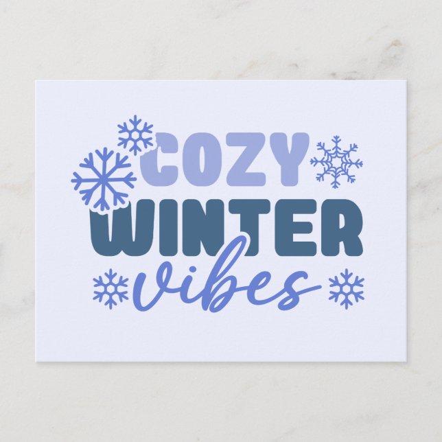 Carte Postale Ambiance Hivernale Cosy - Typographie Flocon de Ne (Devant)