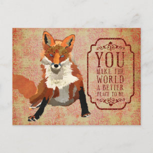 Carte postale ambre de jour de Valentines de Fox