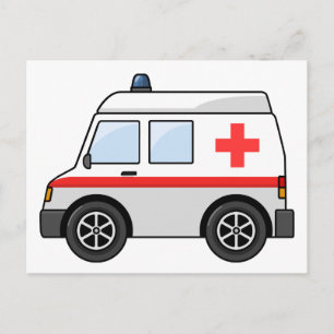 Carte Postale Ambulance de dessin en rouge et blanc