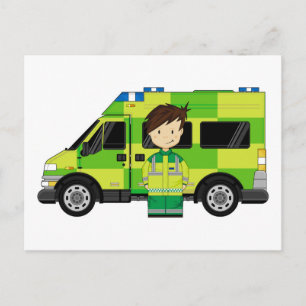 Carte Postale Ambulance de dessin et EMT