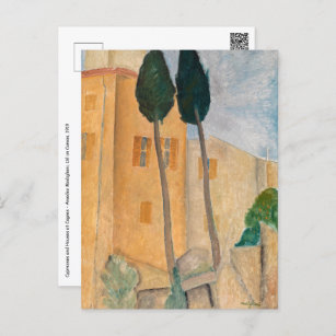 Carte Postale Amedeo Modigliani - Cyprès et maisons à Cagnes