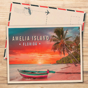 Carte Postale Amelia Island Floride Palmier tropical 1950