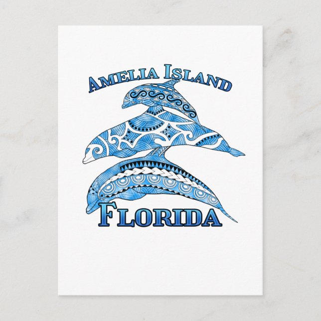 Carte Postale Amelia Island Vacances Floride Dauphins Tribaux (Devant)