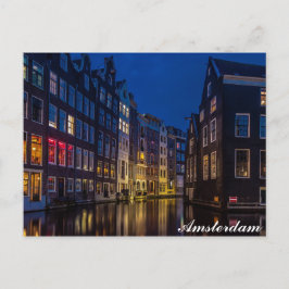 Carte Postale Aménagement nocturne des maisons du canal d'Amster