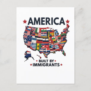 Carte Postale Américain construit par Immigrants Patriotique Amé