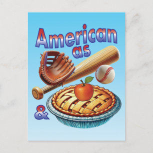 Carte Postale Américain Fun autant que le Baseball & la Tarte au