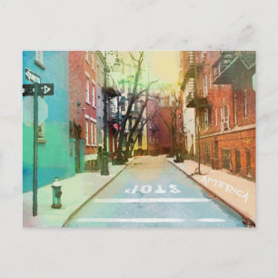 Carte Postale American Backstreets Scene Urban Pop Art Postcard