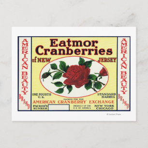 Carte Postale American Beauty Eatmor Cranberries Marque Étiquett