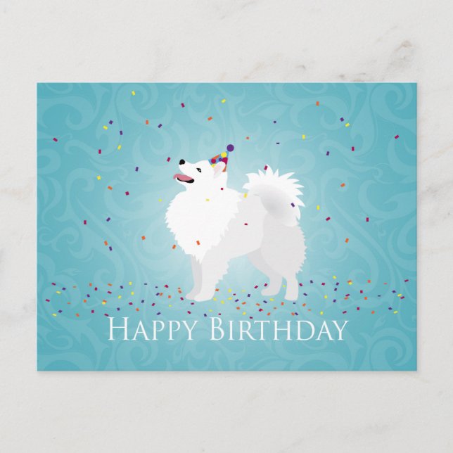 Carte Postale American Eskimo Chien Joyeux Design d'anniversaire (Devant)