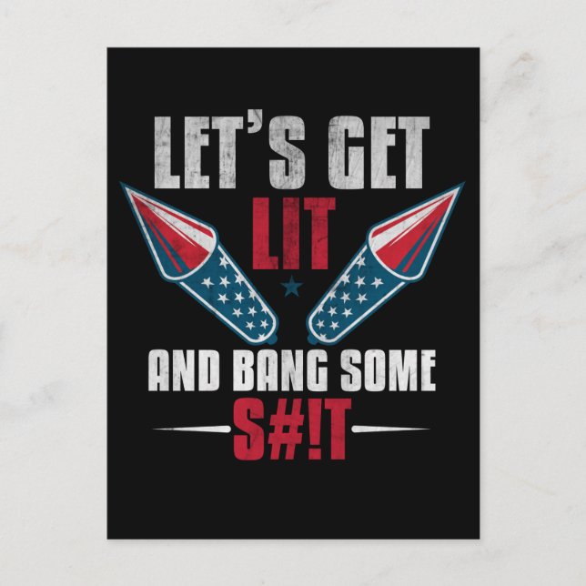 Carte Postale American Flag 4th of July Fireworks Celebration (Devant)