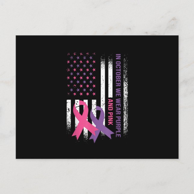 Carte Postale American Flag Cancer du sein et violence domestiqu (Devant)
