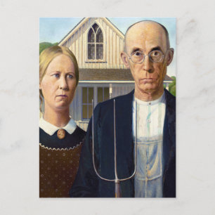 Carte Postale American gothique classique peinture Grant Wood