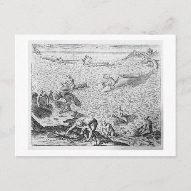 Carte Postale American Indian method of whaling, from an account (Devant)
