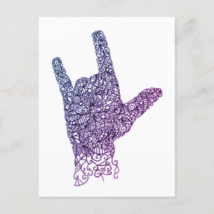 Carte postale American Sign Language "I Love You"