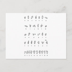 Carte postale American Sign Language Numéros alpha