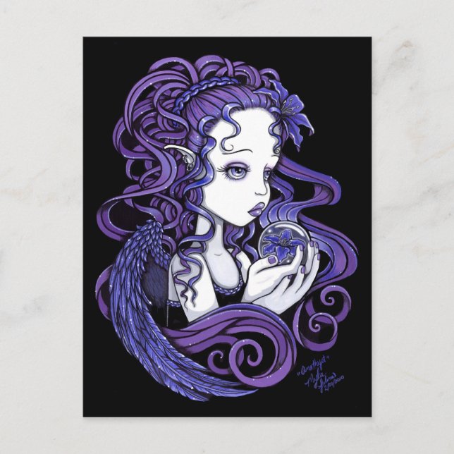 Carte postale "Amethyst" Crystal Ball Angel Art (Devant)