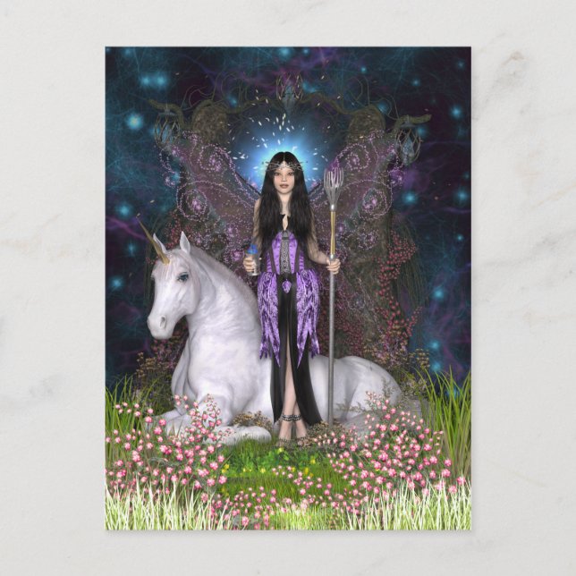 Carte postale Amethyst Fairy and Unicorn (Devant)
