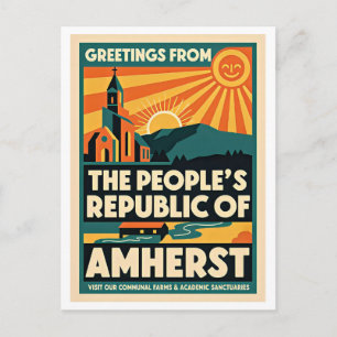 Carte Postale Amherst MA République populaire d'Amherst Rétro