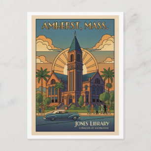 Carte Postale Amherst Massachusetts – Bibliothèque Jones Coloré
