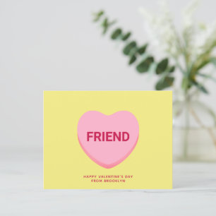 Carte Postale Ami conversation jaune coeur Saint Valentin