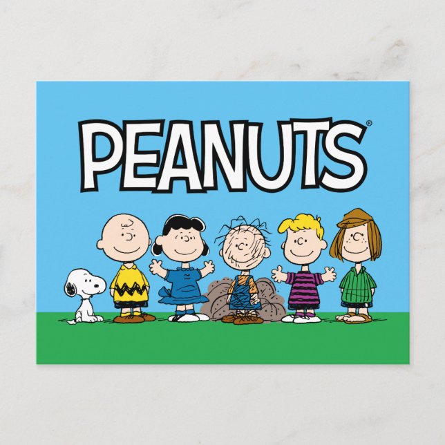 Carte Postale Amis des Peanuts en rangée (Devant)