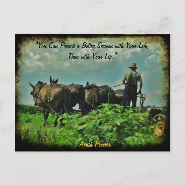 Carte postale Amish. Proverbe ! Ajoutez votre Bout (Devant)
