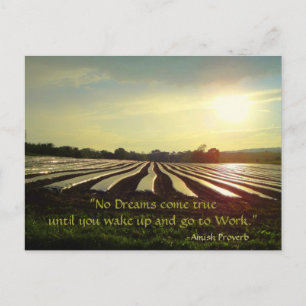 Carte postale Amish. Proverbe. Rêves. Travaille. C