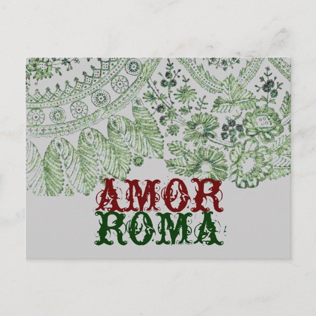Carte Postale Amor Roma avec dentelle verte (Devant)