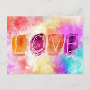 Carte Postale Amour Abstrait coloré moderne en aquarelle