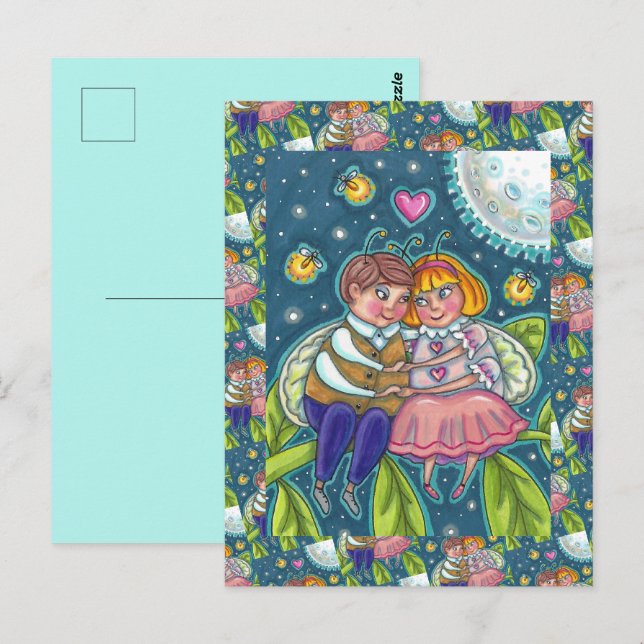 CARTE POSTALE AMOUR BOGUES, FOIE & PLEINE LUNE, SUEETHEARTS (Devant / Derrière)
