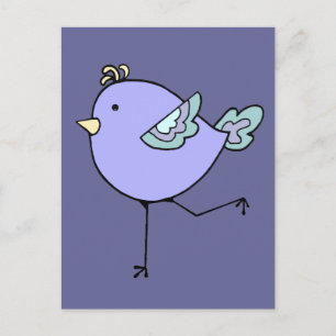 Carte Postale Amour Courir avec mignon poussin de dessin, oiseau