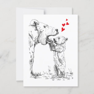 Carte Postale amour, curieux petit, ours, pépinière, enfant, ani