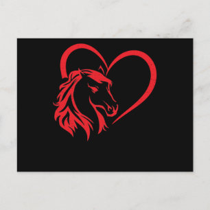Carte Postale Amour de cheval Tête de cheval Cœur Équitation Sai