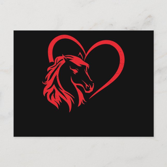 Carte Postale Amour de cheval Tête de cheval Cœur Équitation Sai (Devant)