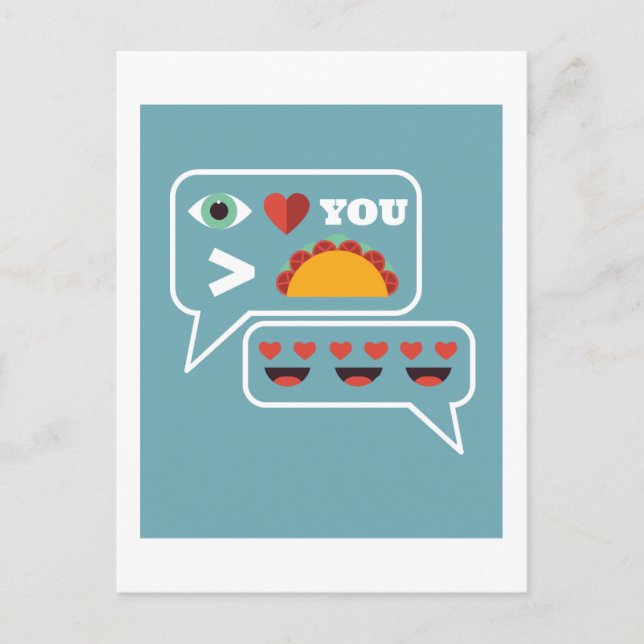 Carte Postale Amour Drôle Vous Plus Que Tacos Emoji Texte Parler (Devant)