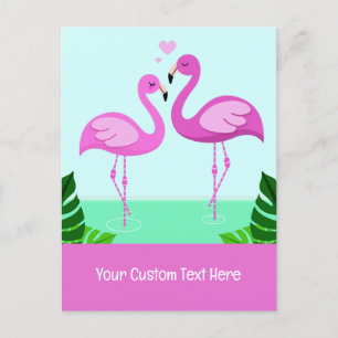 Carte Postale Amour du Flamant rose de texte personnalisé