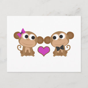 Carte Postale Amour du singe mignon