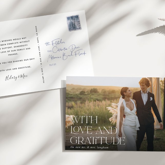 Carte Postale Amour et Gratitude | Merci photo Mariage (Créateur téléchargé)