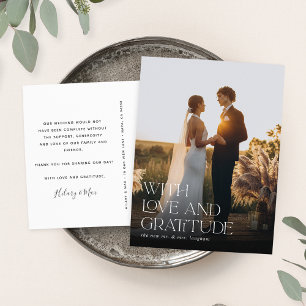 Carte Postale Amour et Gratitude   Photo de Mariage Remerciement